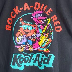 Kool-Aid Shirt Mens Medium Black Rock-A-Dile Red Graphic Tee Soda Advertising